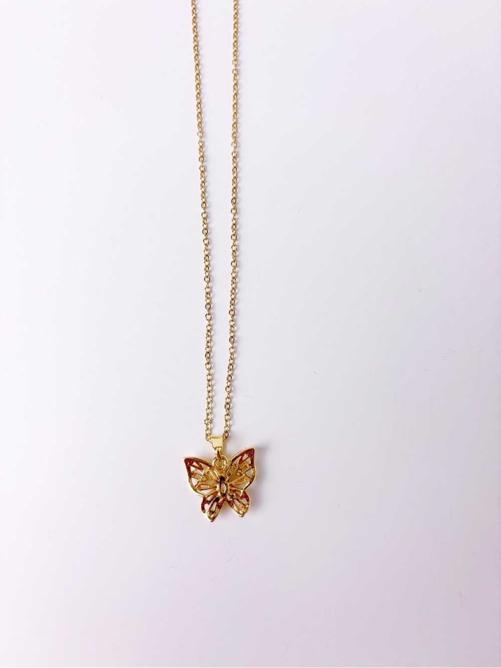 Gold Butterfly Necklace Stainless Steel | Cubic Zirconia Diamonds - Picture 6 of 8